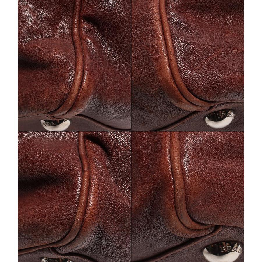プラダ 2wayレザ―ボストンバッグ シルバー金具 メンズ PRADA 中古
