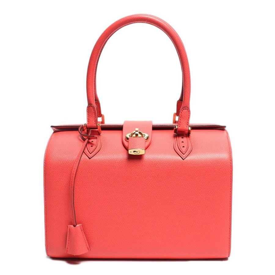 良品】MORABITO カーフレザー レッド ゴールド金具 ハンドバッグ