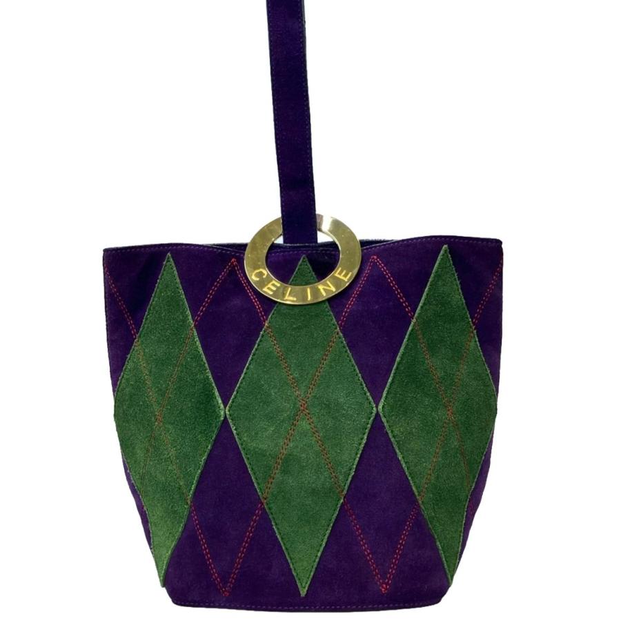 【正規品】CELINE セリーヌ アーガイル スエード ミニショルダーバッグ セリーヌ ショルダーバッグ アーガイル スエード レディース