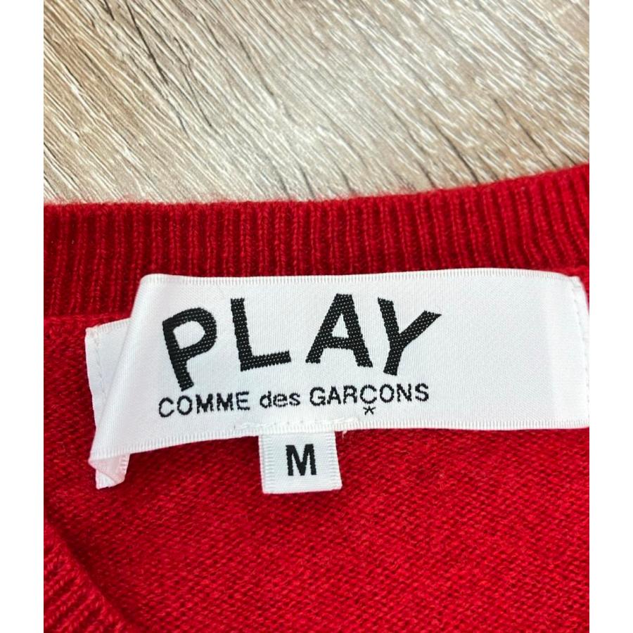 プレイコムデギャルソン 長袖ニット ハートロゴ  Vネック プルオーバー レディース SIZE M PLAY COMME des GARCONS プレイコムデギャルソン 長袖ニット ハートロゴ Vネック プルオーバー