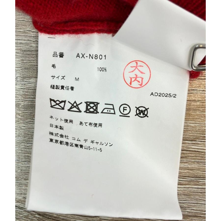 PLAY COMMEdesGARCONS(プレイコムデギャルソン) 長袖セーター サイズM レディース美品  - グレー×レッド Vネック/ハート プレイコムデギャルソン 長袖ニット ハートロゴ Vネック プルオーバー