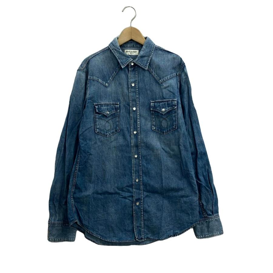 100%本物サンローランウエスタンシャツ 訳あり サンローラン デニムシャツ メンズ SIZE L (L) SAINT