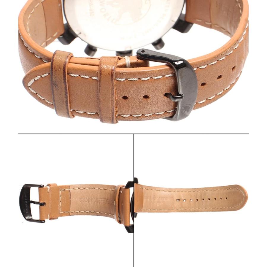 稼働品☆新品電池　ハンティングワールド　クロノグラフ　メンズ　純正替えベルト付 電池交換済】ハンティングワールド クロノグラフ アナログ腕時計