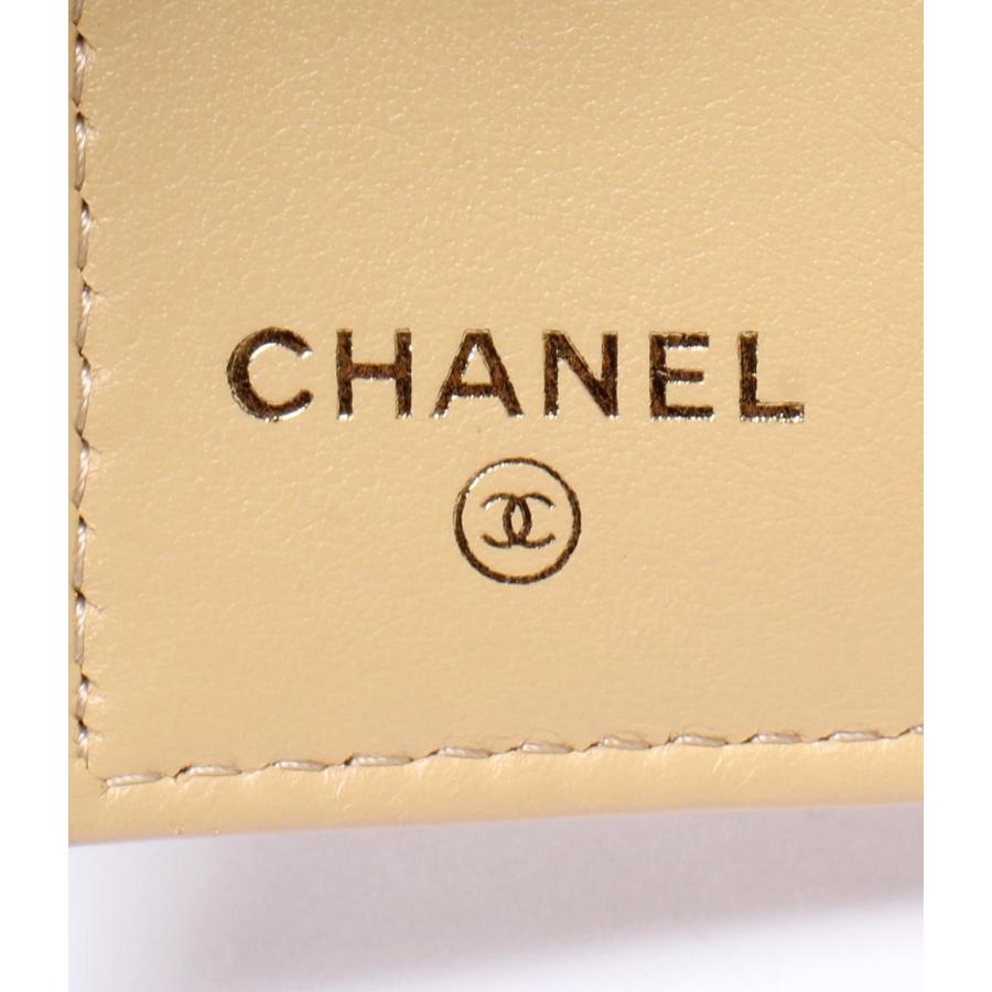 【中古】レア品　CHANEL ゴールド 三つ折り財布 シャネル 三つ折り財布 ゴールド金具 レディース CHANEL 中古