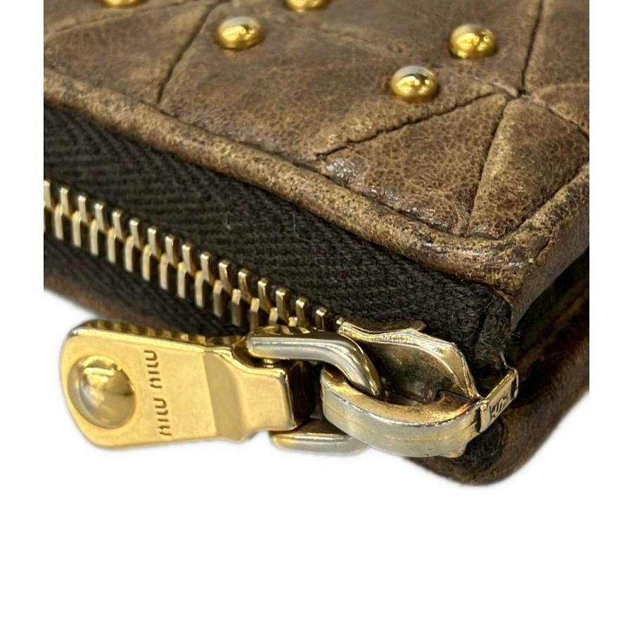 ミュウミュウ L字ファスナー長財布 スタッズ レディース MIUMIU 中古