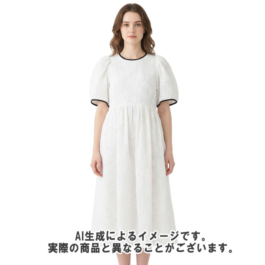 デザインワークス 半袖 袖ボリュームカットジャガードワンピース 翁安芸 レディース SIZE 38 (S) DESIGNWORKS 中古_8