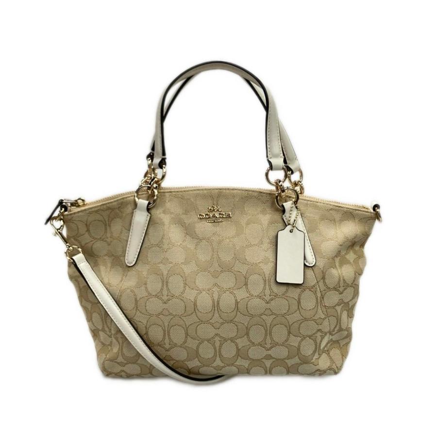 極美品⭐︎コーチ 2way ショルダーバッグ シグネチャー F58283 ベージュ コーチ ハンドバッグ ショルダーバッグ 2WAY 斜め掛け シグネチャー