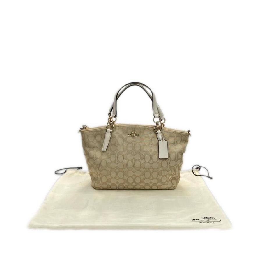 極美品⭐︎コーチ 2way ショルダーバッグ シグネチャー F58283 ベージュ コーチ ハンドバッグ ショルダーバッグ 2WAY 斜め掛け シグネチャー
