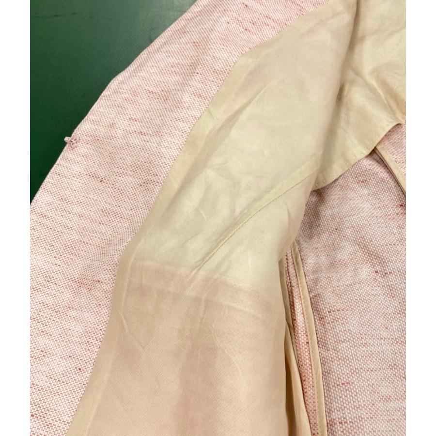 美品 シップス リネン混ノーカラーショートジャケット バックスリット