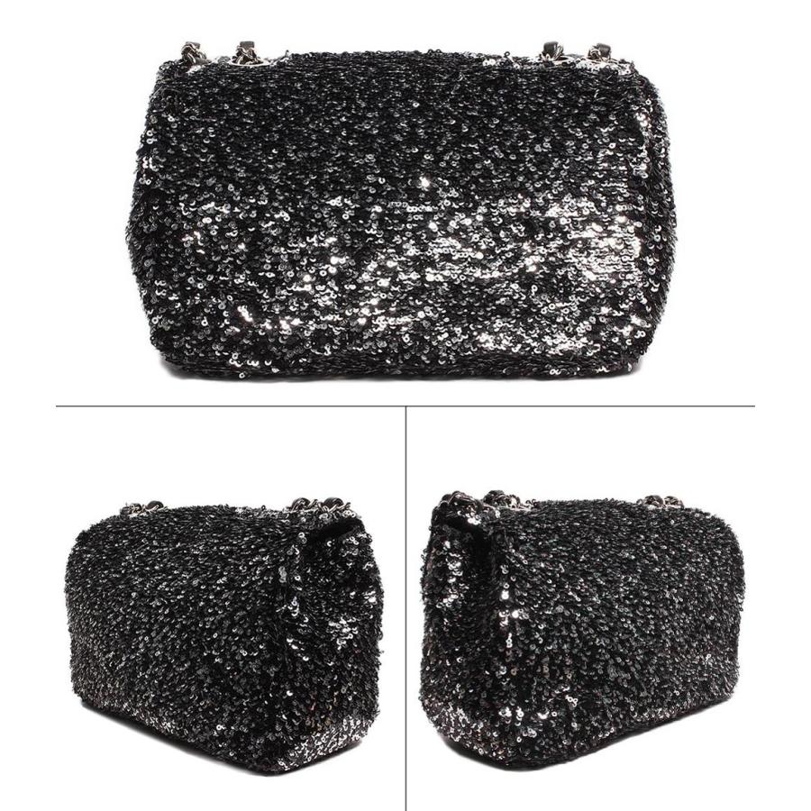 【非売品】CHANEL シャネル ブラック スパンコール ショルダーバッグ 美品 シャネル チェーンショルダーバッグ ココマーク シルバー金具