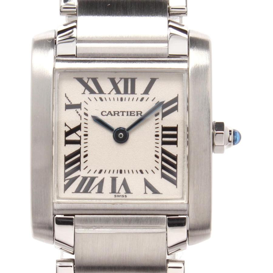 美品 カルティエ 腕時計 タンク フランセーズSM クオーツ ホワイト