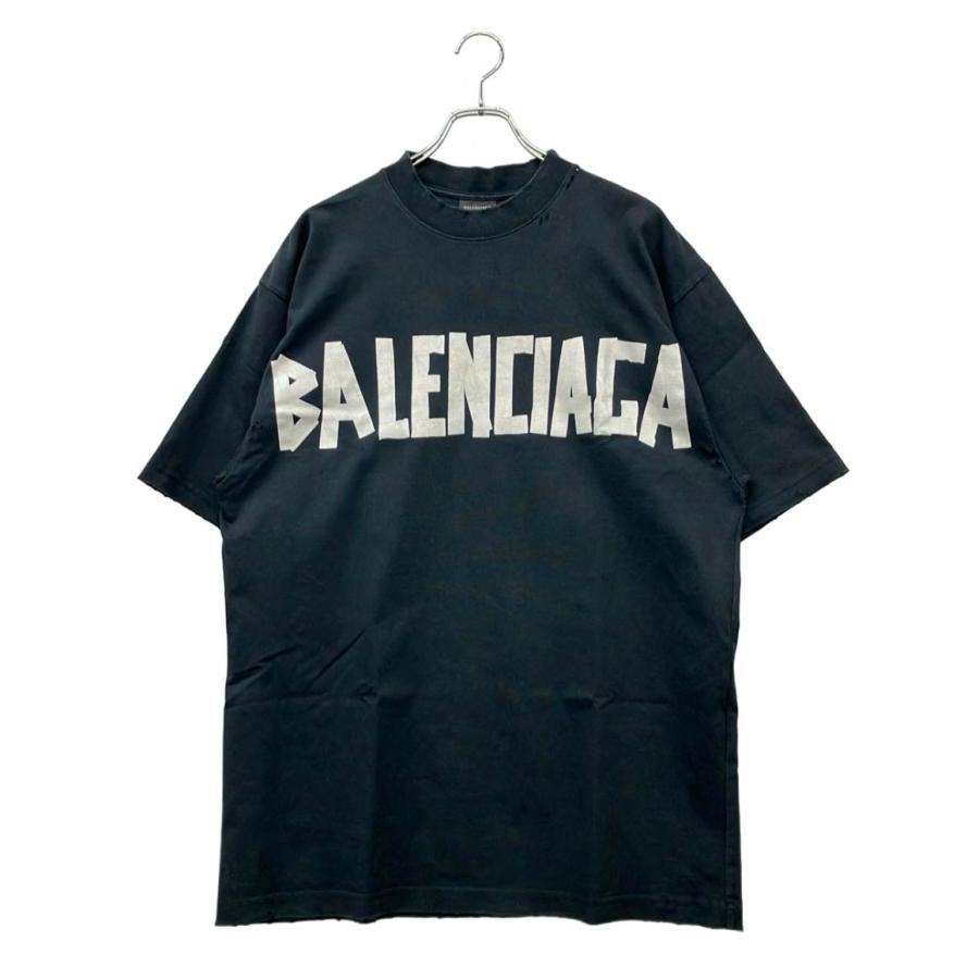 バレンシアガ 半袖Tシャツ Tape Type T-Shirt ダメージ加工 23SS