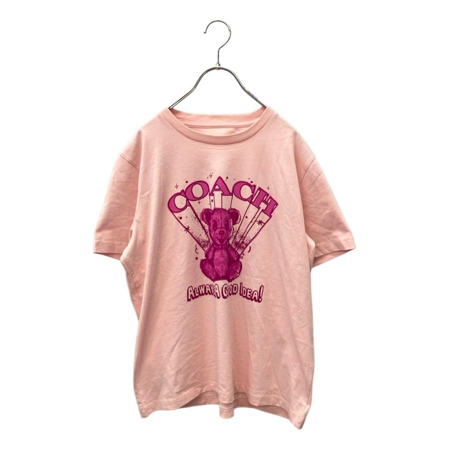 COACH 半袖 Tシャツ ピンク ロゴプリント コーチ 半袖Tシャツ レディース SIZE M COACH 中古 : Rehello by