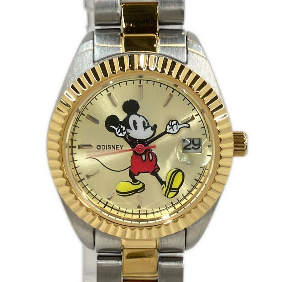 美品 ディズニー 腕時計 ミッキーマウス クオーツ ゴールド レディース