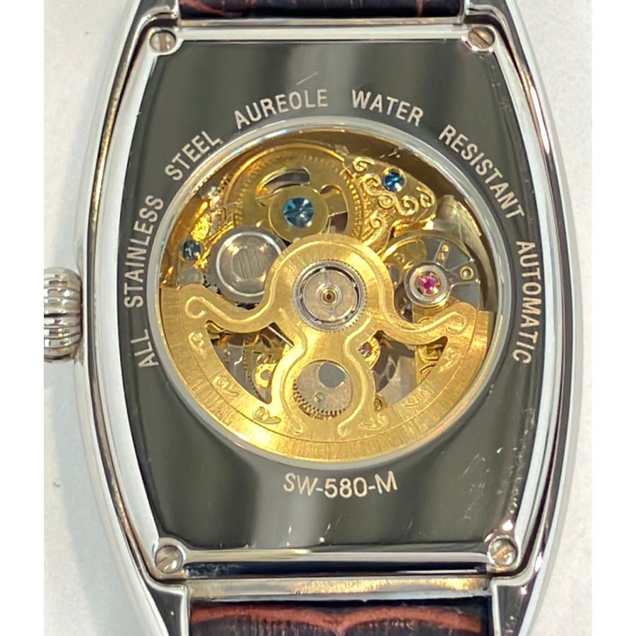 オレオール 腕時計 自動巻き シルバー SW-580-M メンズ AUREOLE 中古 