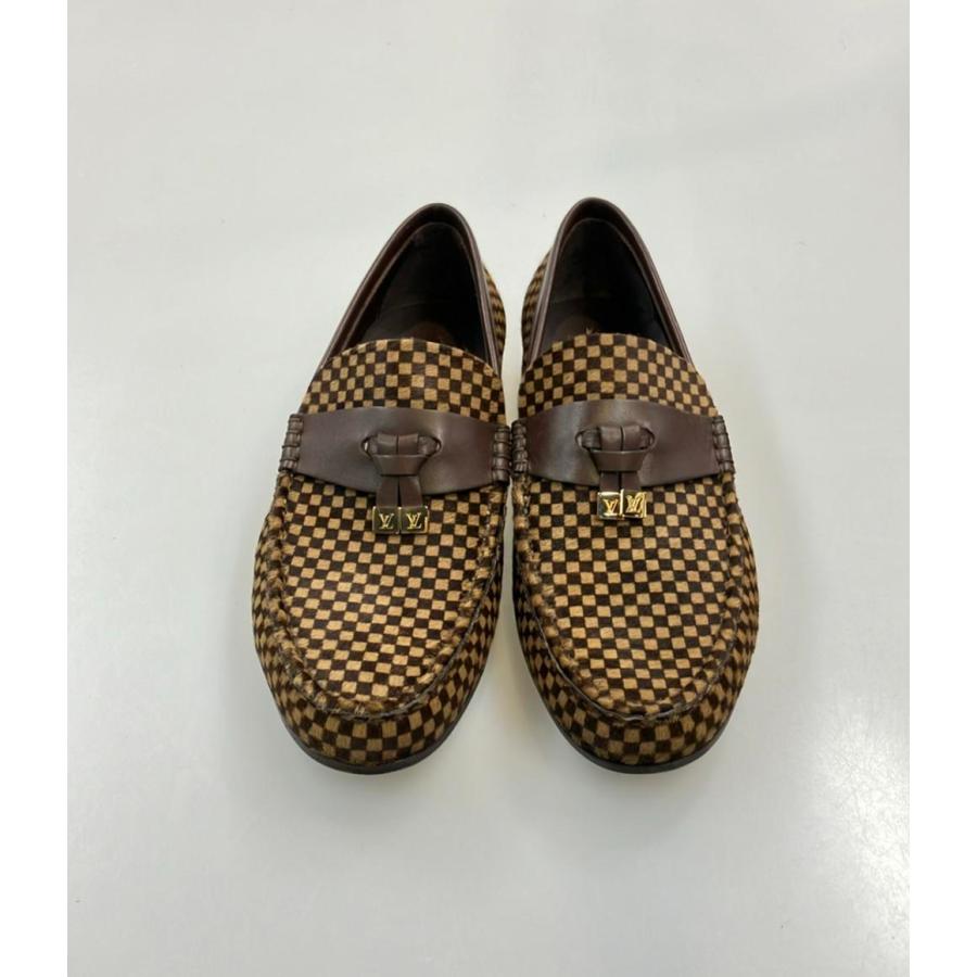 ルイ・ヴィトン ハラコ ローファー ダミエ柄 メンズ SIZE 6 1/2 (S