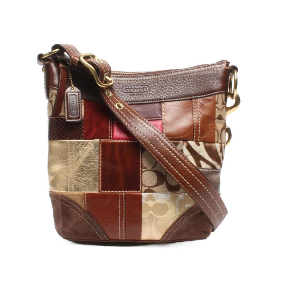 コーチ ショルダーバッグ 斜め掛け パッチワーク ハラコ シグネチャー