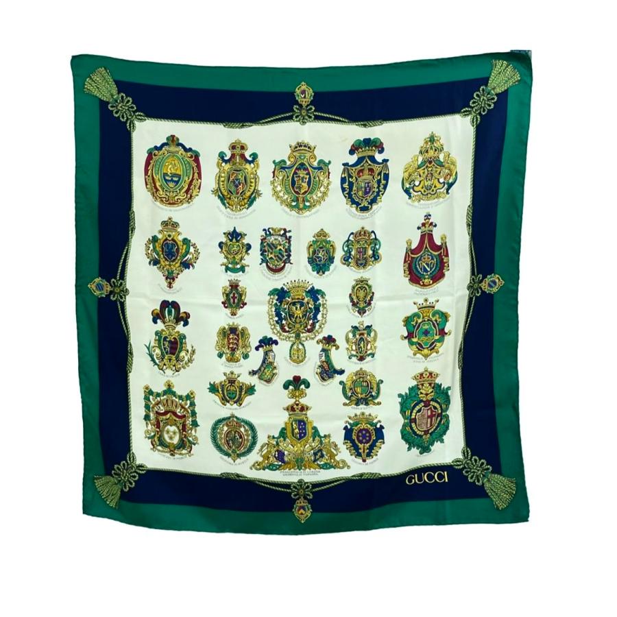 グッチ スカーフ シルク100% 紋章 レディース メンズ GUCCI 中古