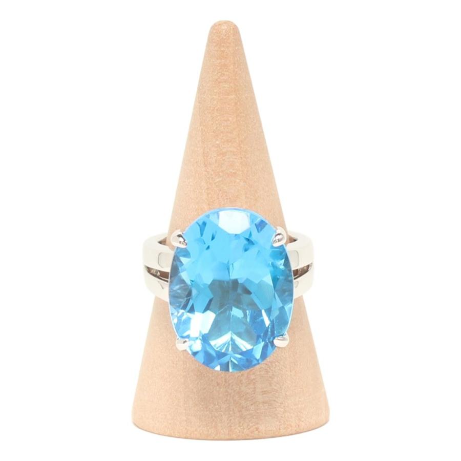 美品 リング 指輪 K14WG ブルートパーズ21.46ct レディース SIZE 13号  