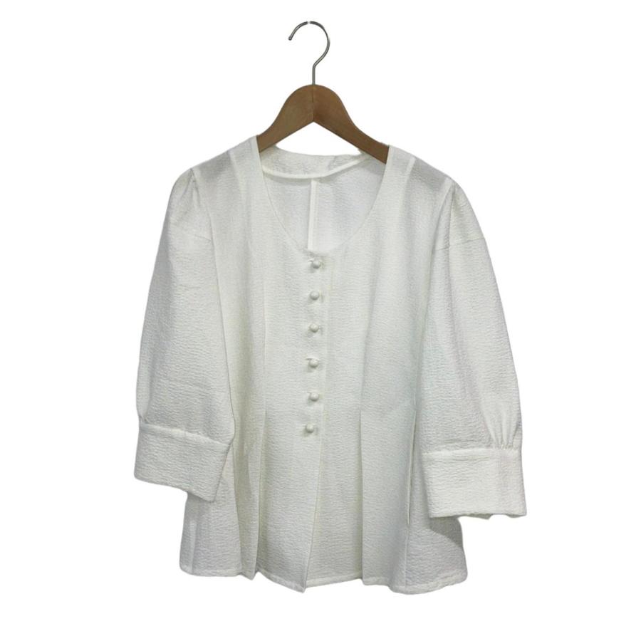 美品 アダムエロペ ノーカラージャケット レディース SIZE F (M) Adam