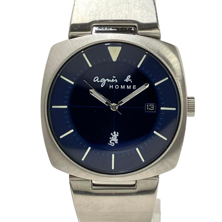 アニエスベーオム 腕時計 ソーラー ブルー V145-0BC0 メンズ Agnes b