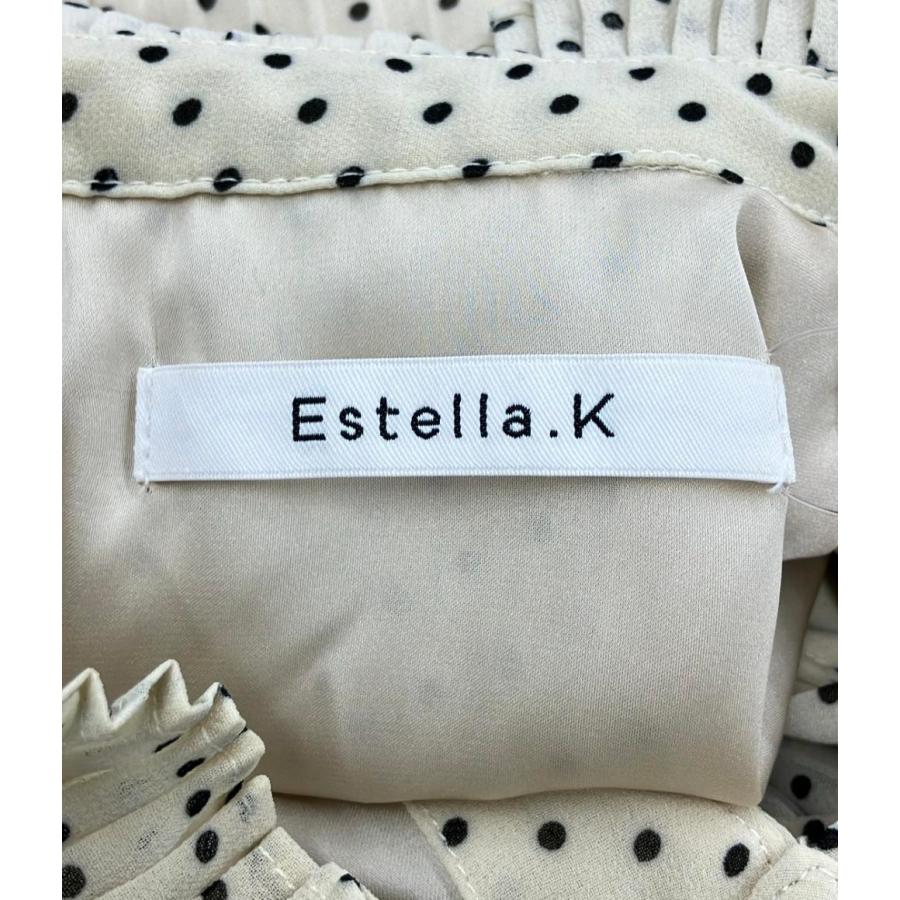 エステラケー プリーツ長袖ワンピース ドット柄 レディース SIZE