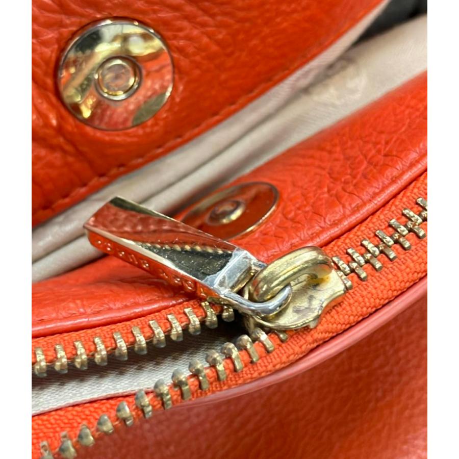 トリーバーチ ショルダーバッグ ハンド 2way レザー シボ革 ロゴ レッド Tory Burch - トリーバーチ ショルダーバッグ ハンド 2way