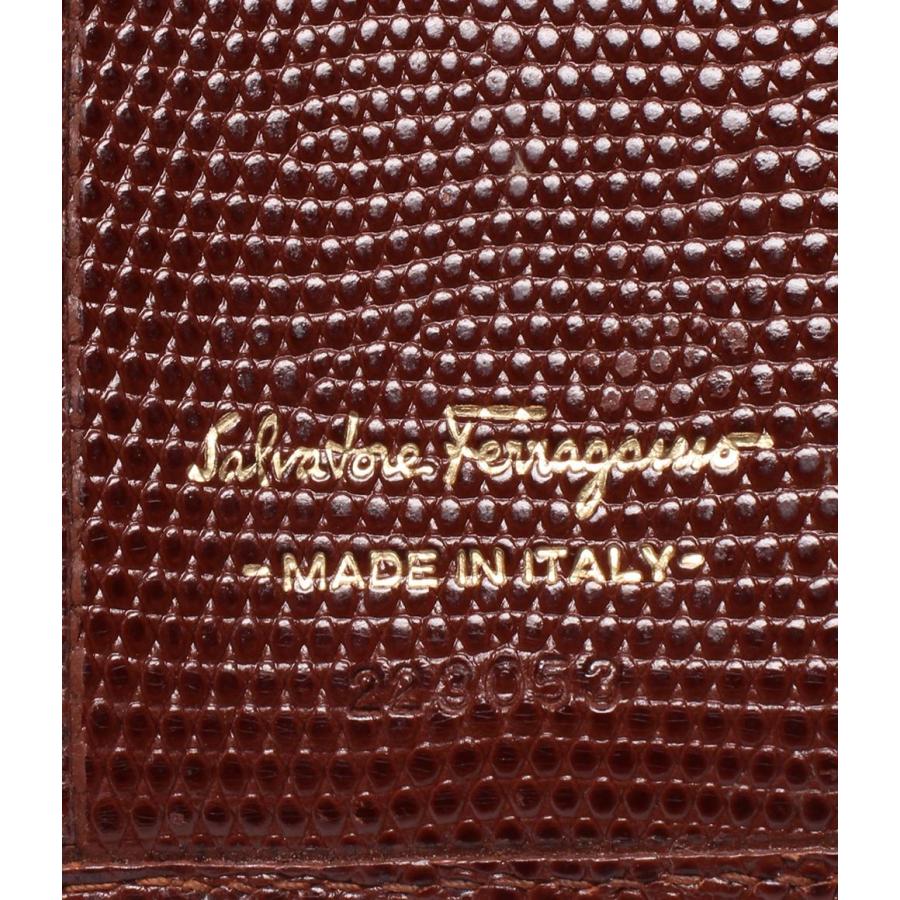 サルヴァトーレフェラガモ 二つ折り財布財布 型押しレザー ヴァラ