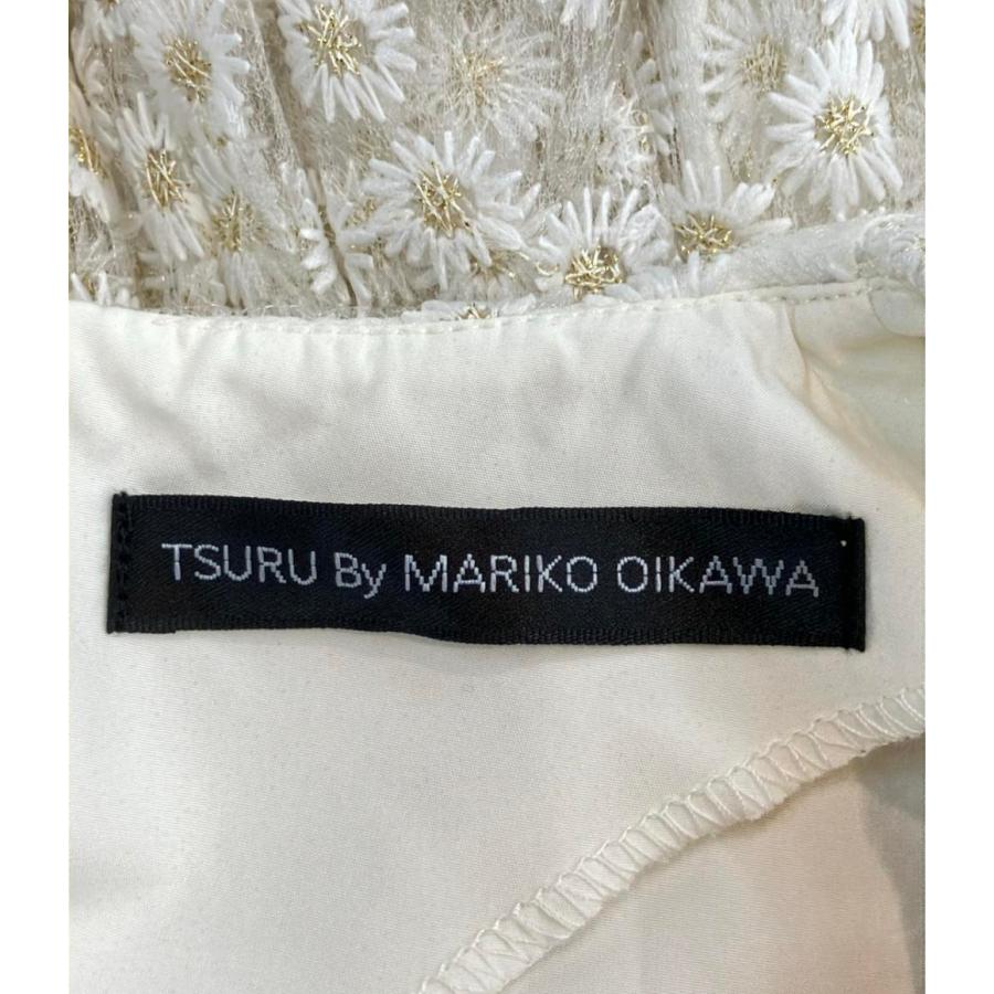 美品 ツルバイマリコオイカワ 半袖 フラワーレースペプラムブラウス