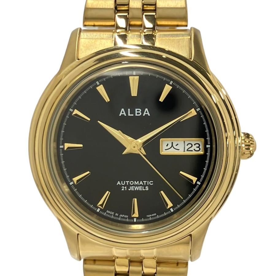 【未使用】SEIKO ALBA 7S26-KPD0 自動巻き 腕時計 デイデイト セイコー 腕時計 ALBA アルバ 自動巻き ブラック 7S26-KPD0 メンズ