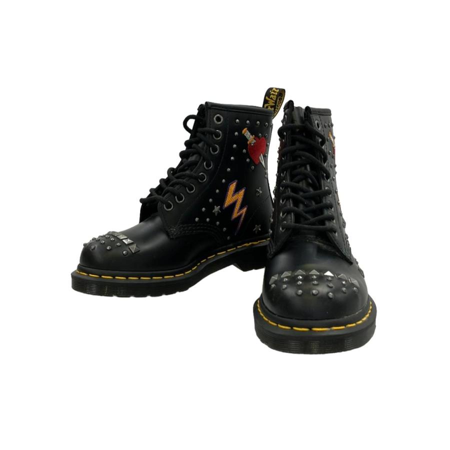 ドクターマーチン 8ホールブーツ 刺繍 スカル スタッズ レディース