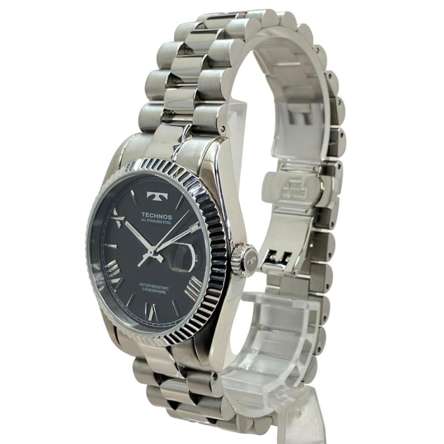 テクノス 腕時計 クオーツ ブラック TSM921 メンズ TECHNOS 中古