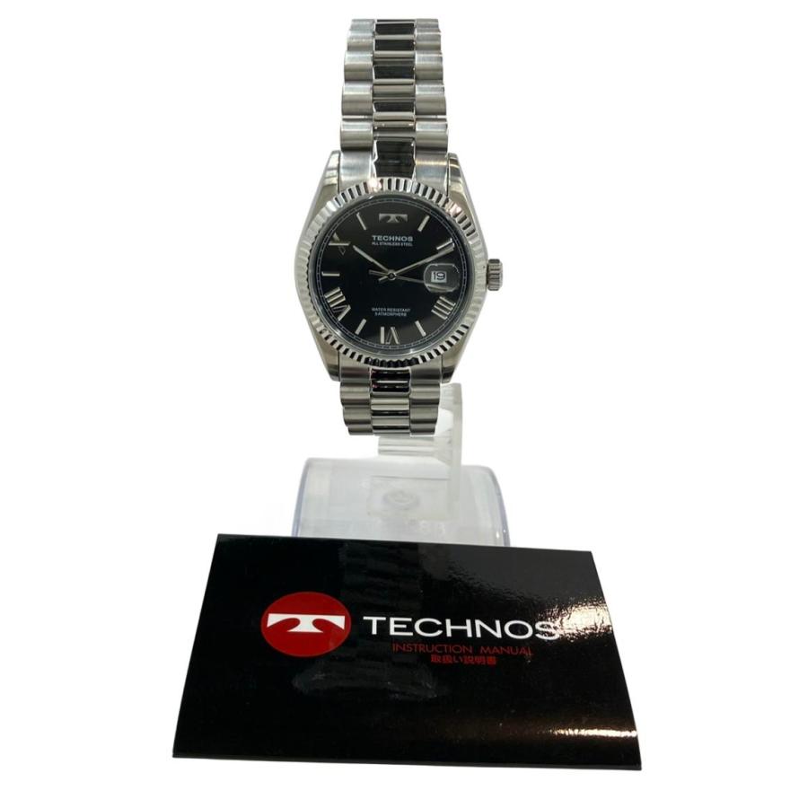 TECHNOS / クォーツ腕時計/アナログ/ステンレス/BLK/SLV/TSM921 テクノス 腕時計 クオーツ ブラック TSM921 メンズ TECHNOS 中古