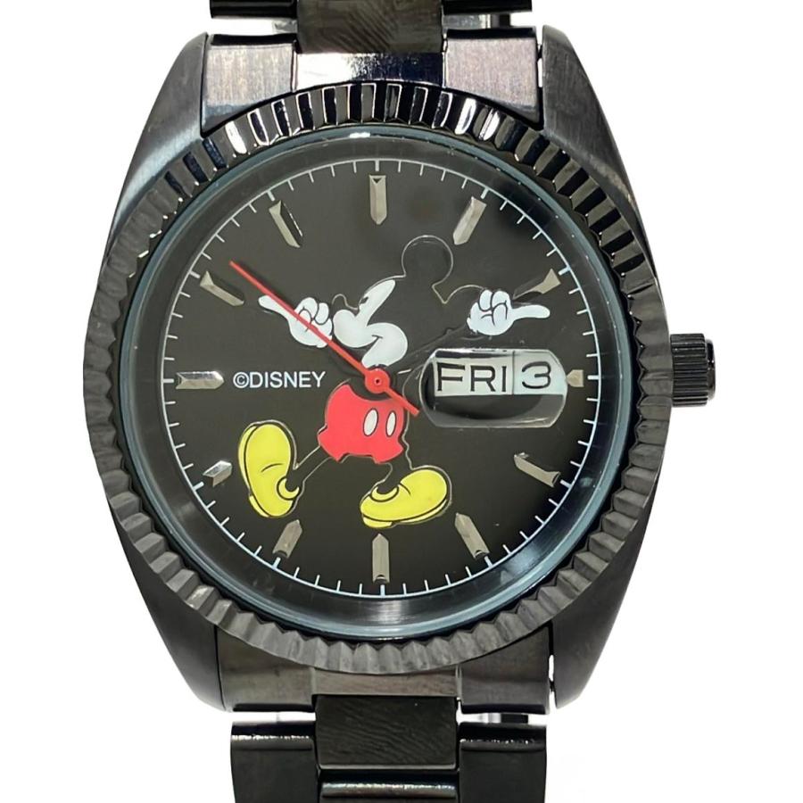 腕時計 ディズニー ミッキーマウス クオーツ ブラック レディース 中古