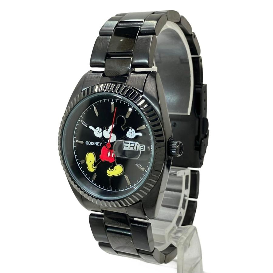 腕時計 ディズニー ミッキーマウス クオーツ ブラック レディース 中古