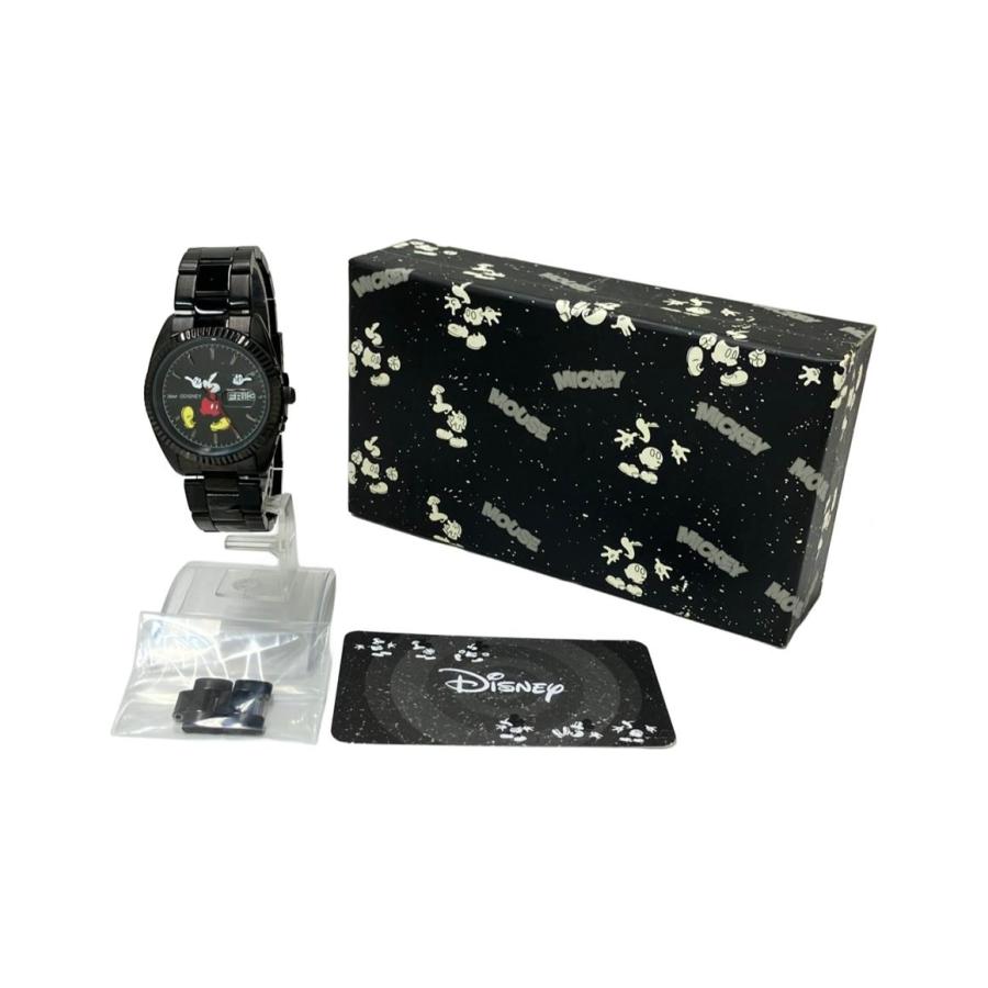 腕時計 ディズニー ミッキーマウス クオーツ ブラック レディース 中古