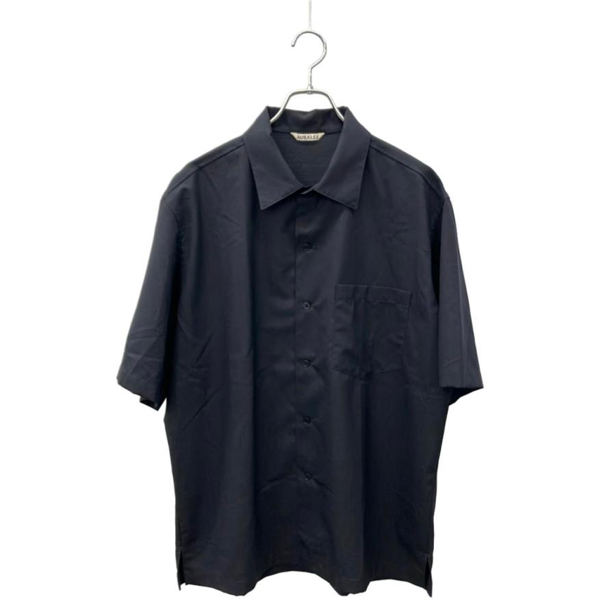 【サイズ4】オーラリー ポロシャツ 半袖シャツ コットン100% MEN メッシュトリコット 半袖ポロシャツ ネイビー