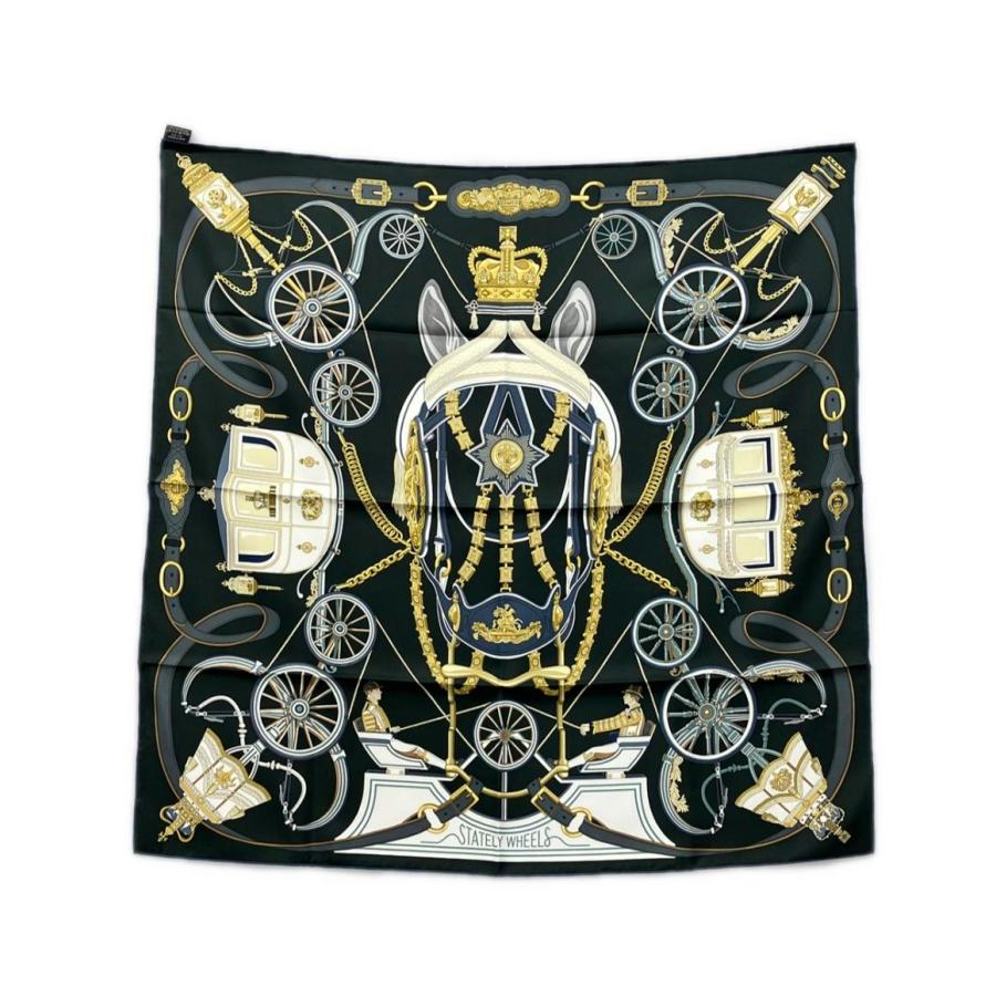 美品 エルメス スカーフ カレ90 シルク100% ステイトリー