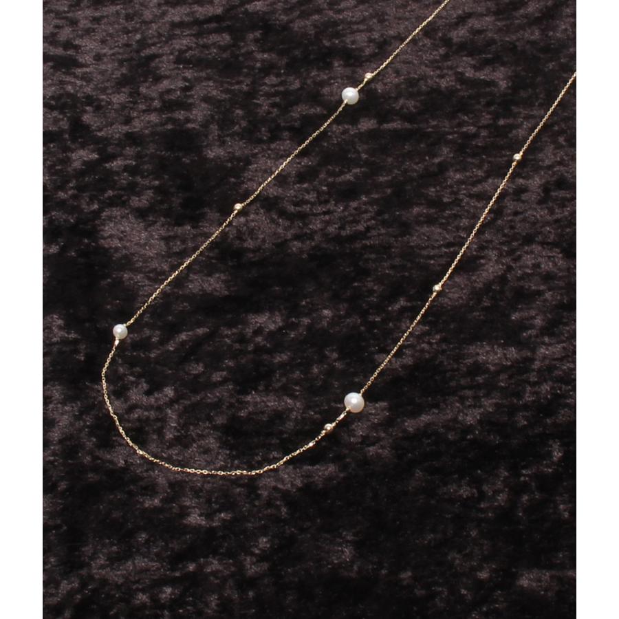 美品 ヴァンドームアオヤマ ロングネックレス K10 パール 4.0-5.5mm 