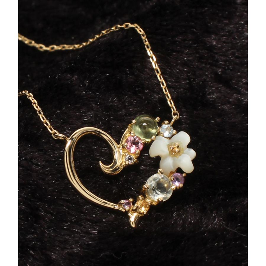 美品 サマンサティアラ ネックレス K18 ハートモチーフ フラワー 