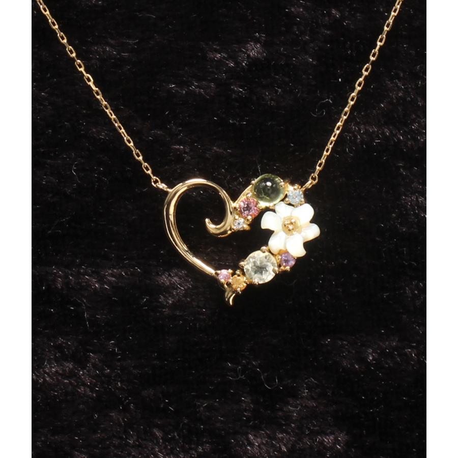 美品 サマンサティアラ ネックレス K18 ハートモチーフ フラワー 
