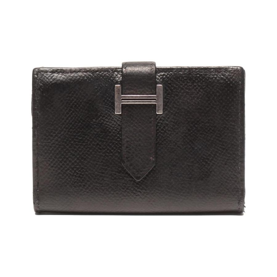 エルメス HERMES ベアンカードケース D刻 セレスト・SV金具 シェーブル  