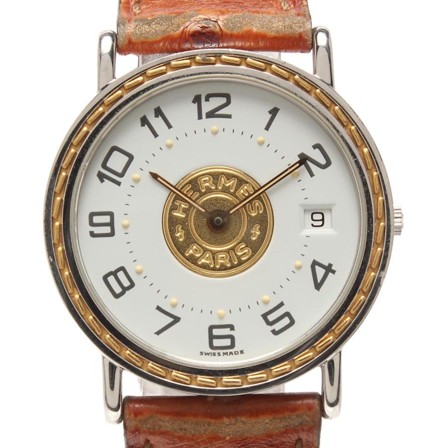 エルメス 腕時計 セリエ クオーツ ホワイト メンズ HERMES 中古