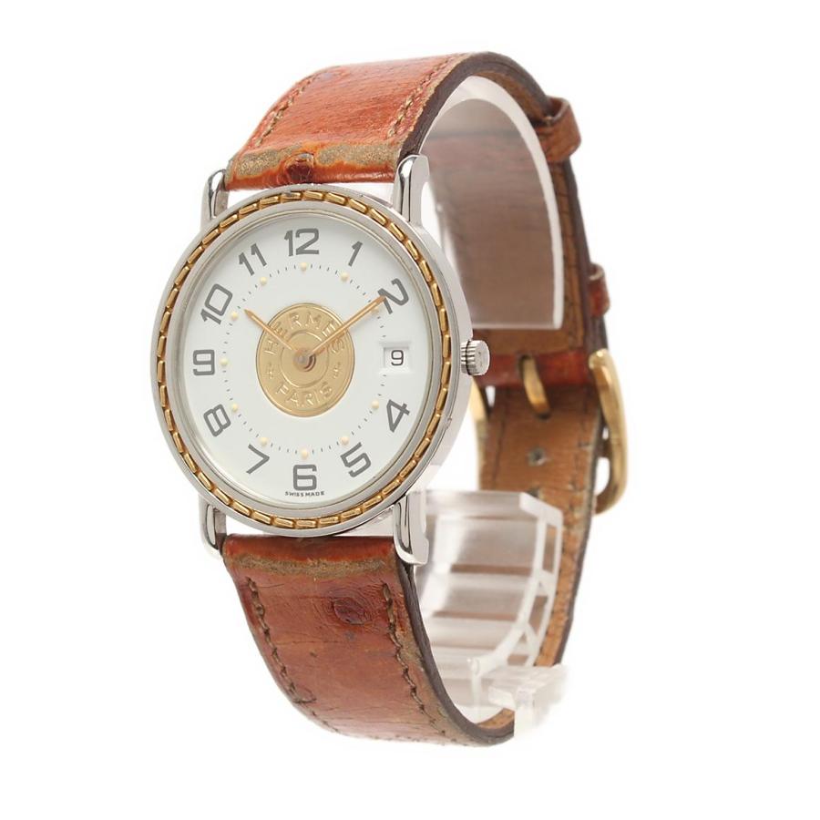 エルメス 腕時計 セリエ クオーツ ホワイト メンズ HERMES 中古