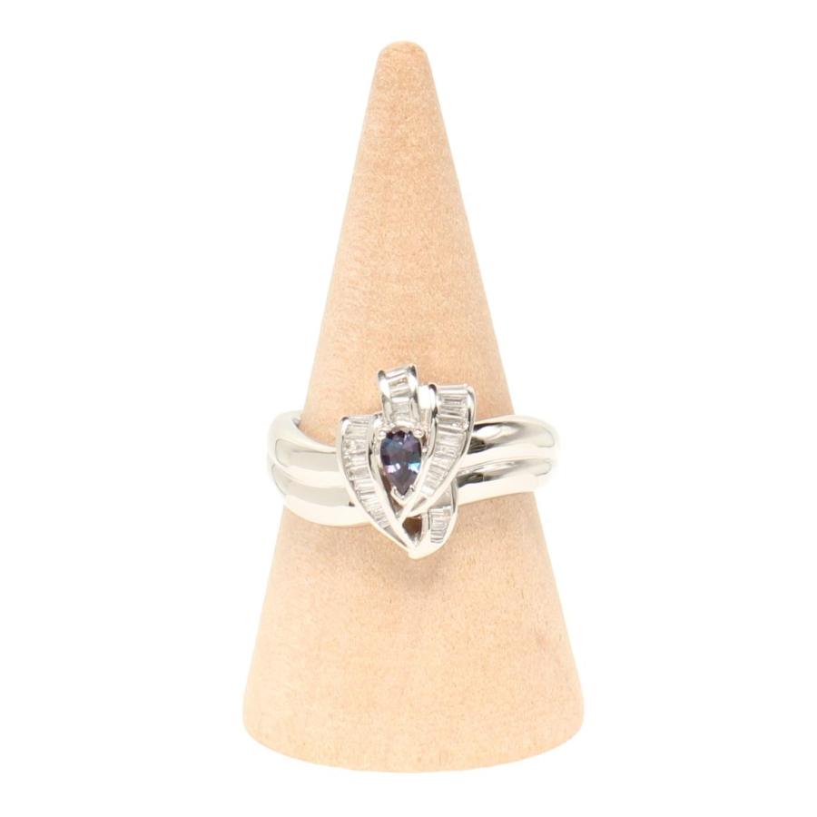 美品 リング 指輪 Pt900 アレキサンドライト0.17ct ダイヤ0.25ct  