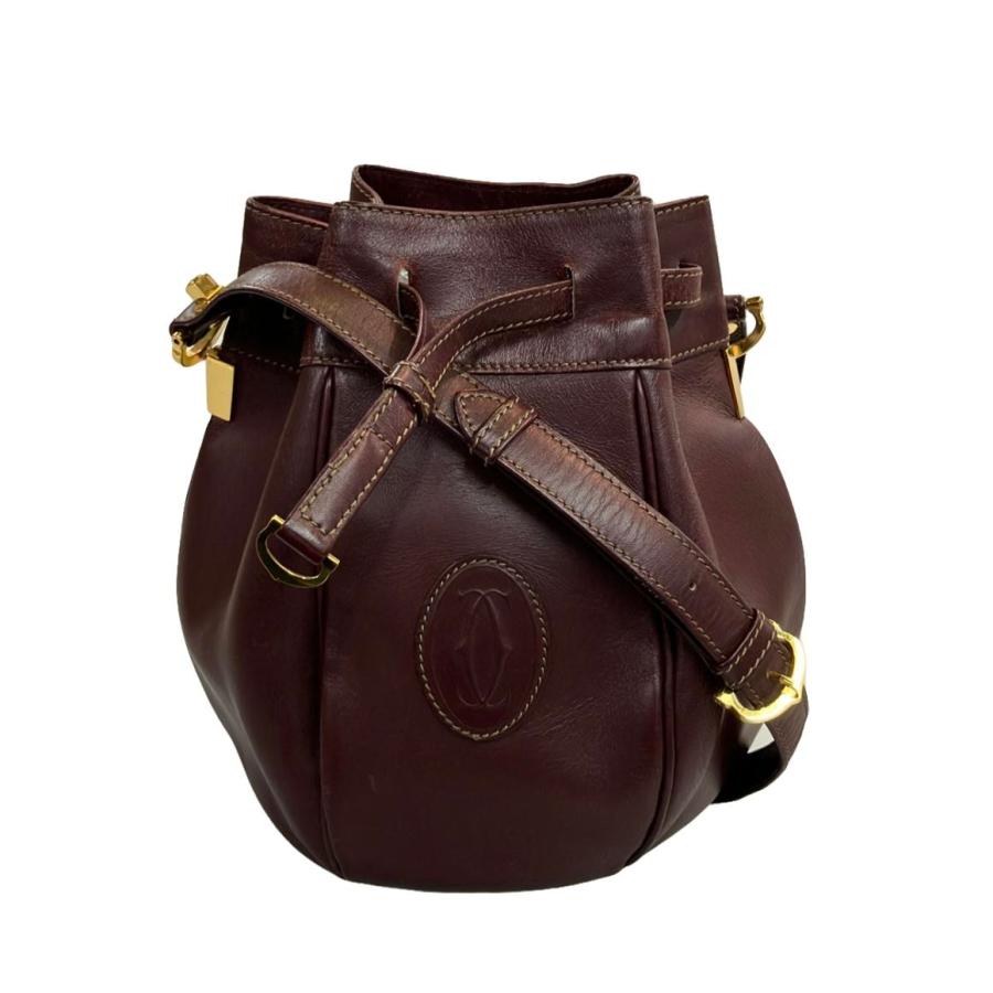 カルティエ Cartier 巾着型 レザー ショルダーバッグ 中古・古着通販】Cartier (カルティエ) 巾着型ショルダーバッグ マスト