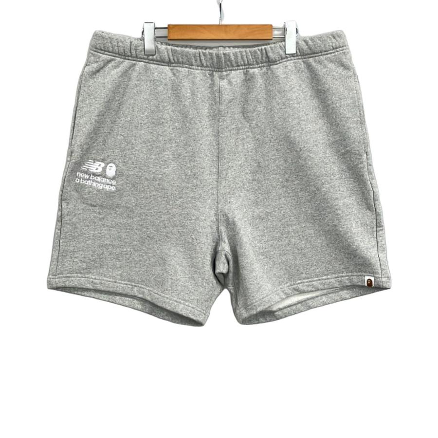 美品 アベイシングエイプ×ニューバランス スウェットハーフパンツ