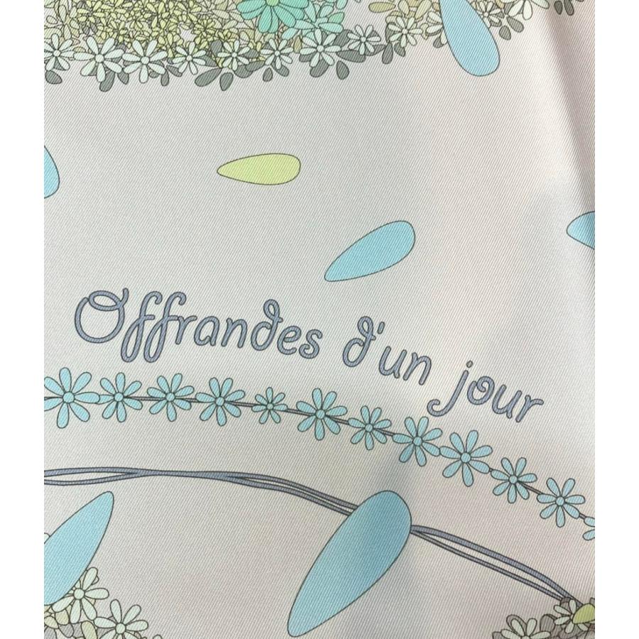 美品エルメススカーフ カレ90花の捧げ物OFFRANDES D'UN JOUR 美品 エルメス スカーフ シルク カレ90 100% 花の捧げ物 OFFRANDES D