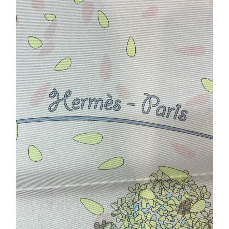 美品エルメススカーフ カレ90花の捧げ物OFFRANDES D'UN JOUR 美品 エルメス スカーフ シルク カレ90 100% 花の捧げ物