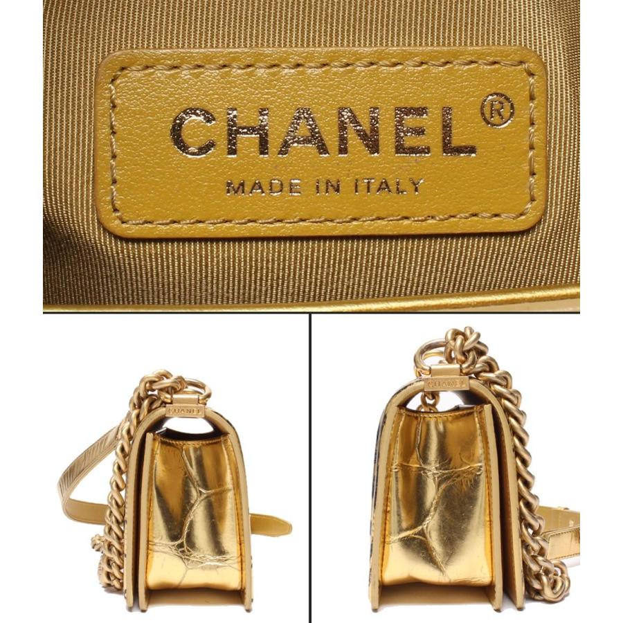 シャネル チェーンショルダーバッグ ゴールド金具 型押しレザー